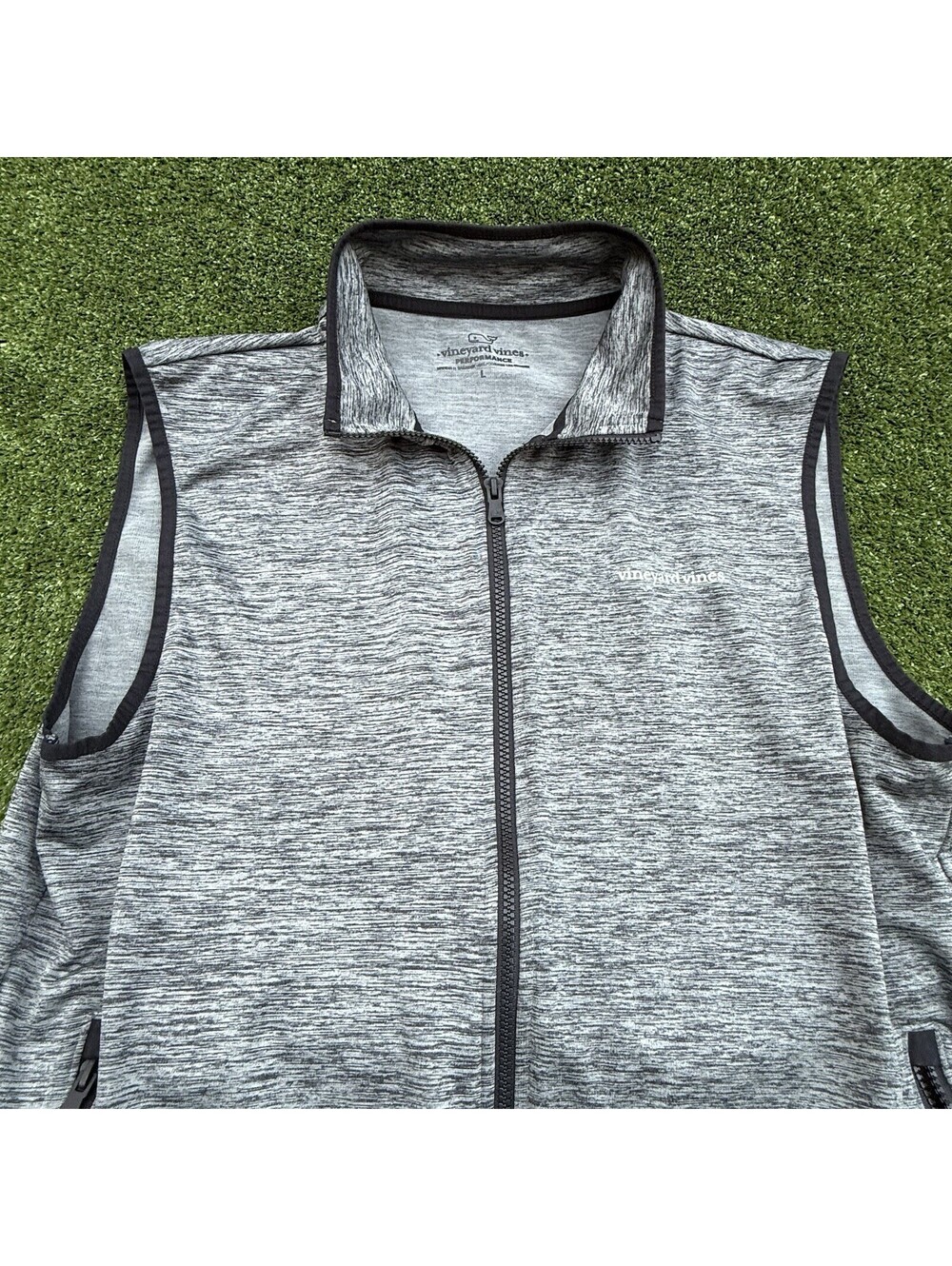 Vineyard Vines Performance Vest Mens Large Gray Full Zip Sleeveless Golf Active
